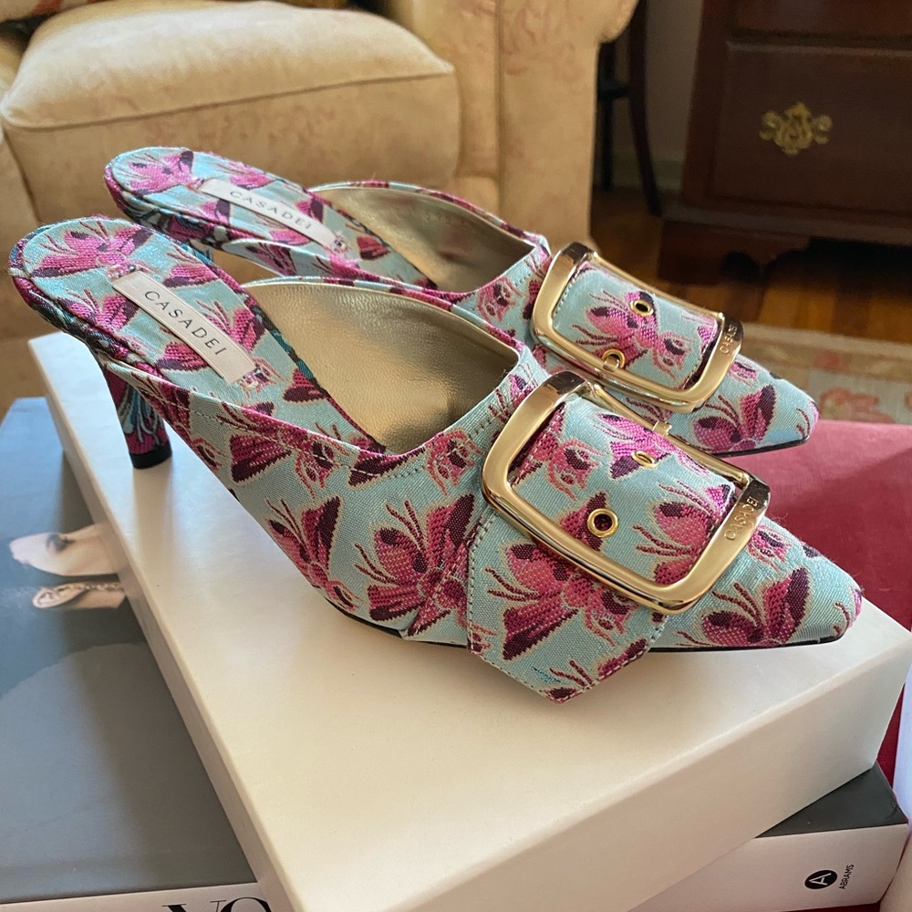 Casadei fabric mules beedrill blue 37